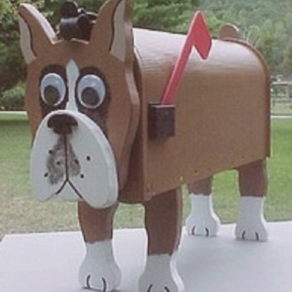 NEW Boxer Mailbox Wooden Dog Postal Mail Box - Picture 1 of 2